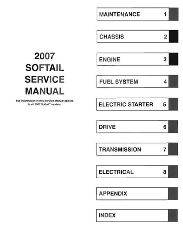 Unlock the full potential of your 2007 Harley-Davidson Softail with our comprehensive service manual PDF file, covering models including Standard (FXST), Custom (FXSTC), Night Train (FXSTB), Deluxe (FLSTN), and Springer (FXSTS). This essential guide provides detailed maintenance procedures, troubleshooting tips, and wiring diagrams, ensuring you have everything you need to keep your bike running smoothly. Whether you're a seasoned mechanic or a DIY enthusiast, this manual is your go-to resource for preservi