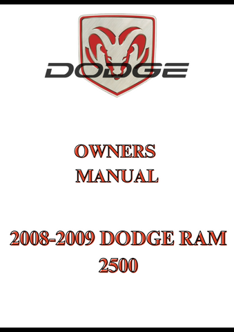 2008-2009 DODGE RAM 2500 OWNERS MANUAL - PDF