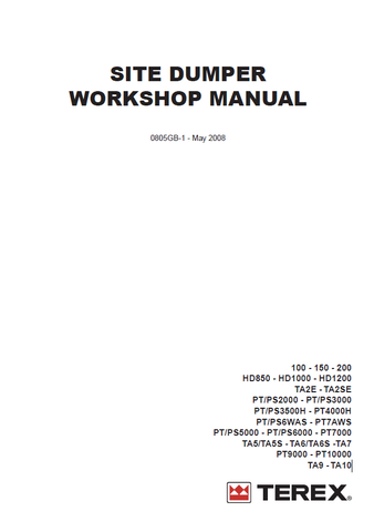 2008-2015 Terex Site Dumper All Models Service Repair Manual - PDF File Download