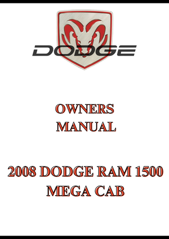2008 DODGE RAM 1500 MEGA CAB OWNERS MANUAL - PDF