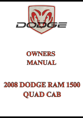 2008 DODGE RAM 1500 QUAD CAB OWNERS MANUAL - PDF