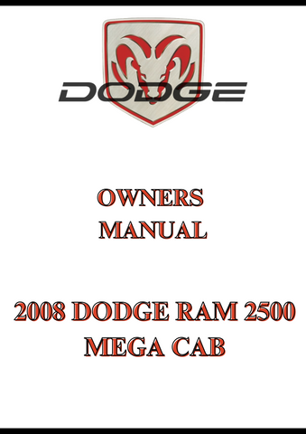 2008 DODGE RAM 2500 MEGA CAB OWNERS MANUAL - PDF