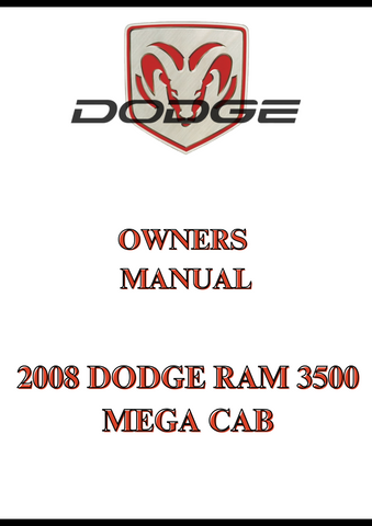 2008 DODGE RAM 3500 MEGA CAB OWNERS MANUAL - PDF