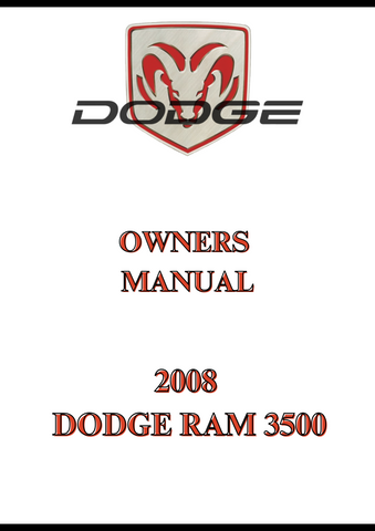 2008 DODGE RAM 3500 OWNERS MANUAL - PDF