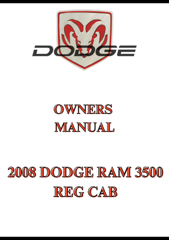 2008 DODGE RAM 3500 REG CAB OWNERS MANUAL - PDF