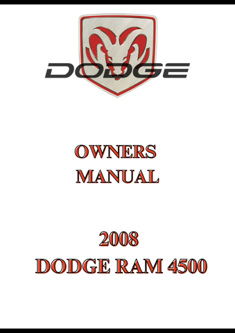 2008 DODGE RAM 4500 OWNERS MANUAL - PDF