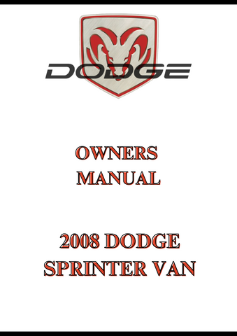 2008 DODGE SPRINTER VAN OWNERS MANUAL - PDF