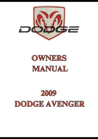 2009 DODGE AVENGER OWNERS MANUAL - PDF