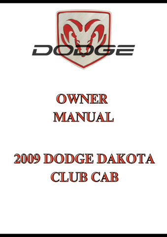 2009 DODGE DAKOTA CLUB CAB OWNERS MANUAL - PDF