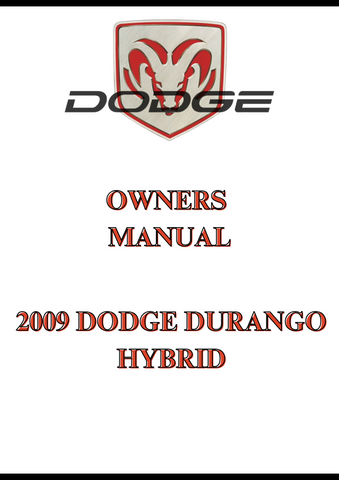 2009 DODGE DURANGO HYBRID OWNERS MANUAL - PDF  