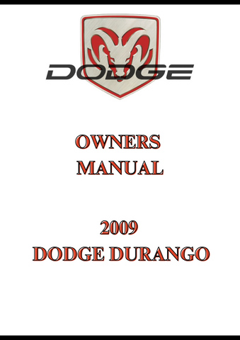 2009 DODGE DURANGO OWNERS MANUAL - PDF 