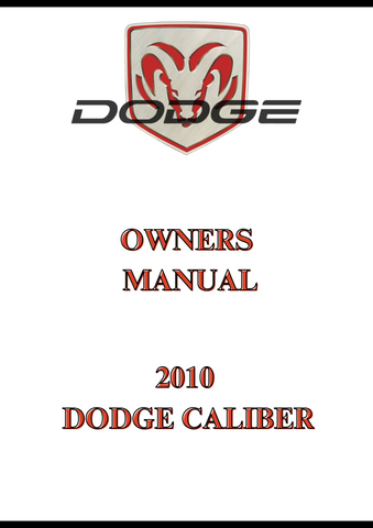 2010 DODGE CALIBER OWNERS MANUAL - PDF
