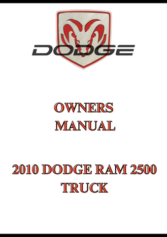 2010 DODGE RAM 2500 TRUCK OWNERS MANUAL - PDF