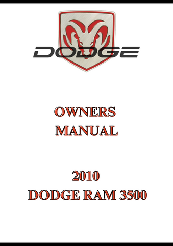 2010 DODGE RAM 3500 OWNERS MANUAL - PDF