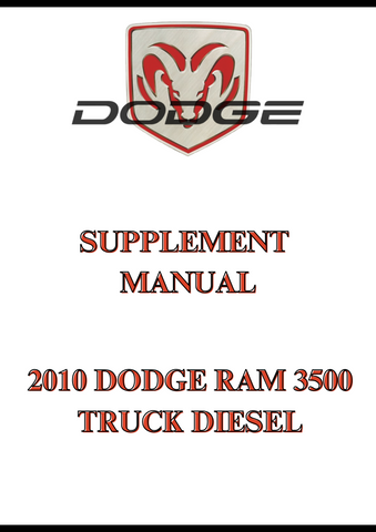 2010 DODGE RAM 3500 TRUCK DIESEL SUPPLEMENT MANUAL - PDF