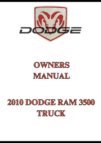 2010 DODGE RAM 3500 TRUCK OWNERS MANUAL - PDF