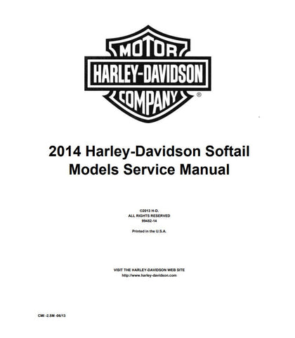 Unlock the full potential of your 2014 Harley-Davidson Softail series with the comprehensive Service Manual 99482-14, available in a convenient PDF format. This essential guide covers the Softail Deluxe, Softail Slim, Fat Boy, Heritage Softail Classic, and Breakout models, providing detailed instructions for maintenance and repair. With clear diagrams and step-by-step procedures, you'll gain the confidence to tackle any service task, ensuring your bike runs smoothly and efficiently. Invest in this
