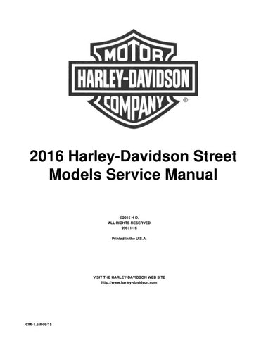 Unlock the full potential of your 2016 Harley-Davidson Street 500, Street 750, or Street Rod with the comprehensive Service Manual (99611-16) in PDF format. This essential guide provides detailed maintenance procedures, troubleshooting tips, and specifications to keep your bike running smoothly. Whether you're a seasoned mechanic or a DIY enthusiast, this manual is your go-to resource for ensuring optimal performance and longevity of your motorcycle. Download now and ride with confidence!