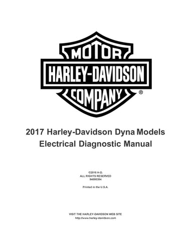 Unlock the full potential of your 2017 Harley-Davidson Dyna models with the comprehensive Electrical Diagnostic Manual (94000394). This PDF file is an essential resource for any motorcycle enthusiast or mechanic, providing detailed troubleshooting guides, wiring diagrams, and step-by-step diagnostic procedures tailored specifically for the FXDL, FXDB, FXDF, FXDWG, FLD, and FXDC models. Ensure your bike runs smoothly and efficiently by diagnosing electrical issues with confidence, saving you time and money o