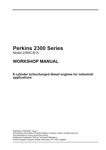 2300 Series - Perkins Models 2306A-E14, 2306C-E14 Engines Workshop Service Repair Manual - PDF File Download