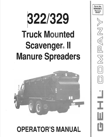 GEHL 322, 329 MANURE SPREADERS (906081) OPERATOR MANUAL PDF DOWNLOAD