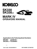 KOBELCO HYDRAULIC EXCAVATOR SK330 SK330LC OPERATOR MANUAL