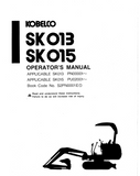 KOBELCO HYDRAULIC EXCAVATOR SK013SK015 OPERATOR MANUAL