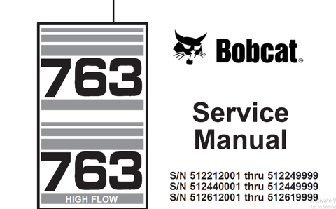BOBCAT 763, 763 HIGH FLOW SERVICE MANUAL 6900091 - PDF FILE