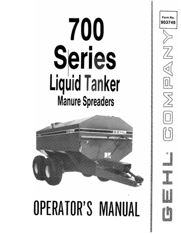 GEHL 700 SERIES MANURE SPREADERS (903748) OPERATOR MANUAL PDF DOWNLOAD