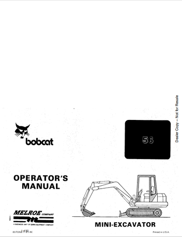  Discover the comprehensive BOBCAT 56 Mini-Excavator Operation's Manual (6570358) in PDF format. Access essential guidelines for optimal machine performance.