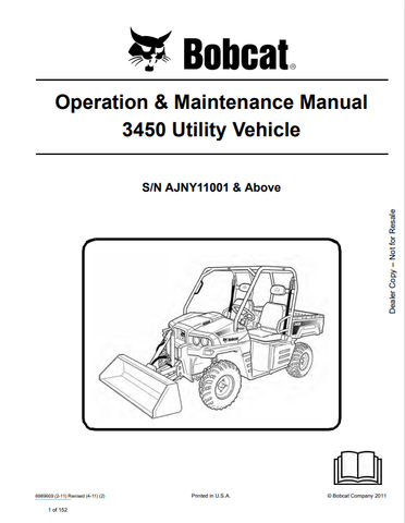 Discover the comprehensive operation and maintenance manual for the BOBCAT 3450 Utility Vehicle. Download the PDF file for essential guidelines and tips.