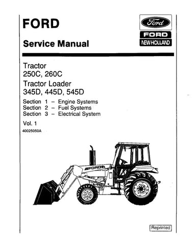 FORD 250C, 260C 345D, 445D AND 545D TRACTOR LOADER SERVICE MANUAL - PDF FILE