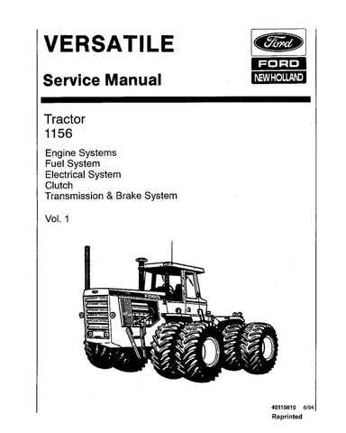 VERSATILE 1156 4WD ARTICULATED TRACTOR SERVICE MANUAL 40115610 - PDF FILE