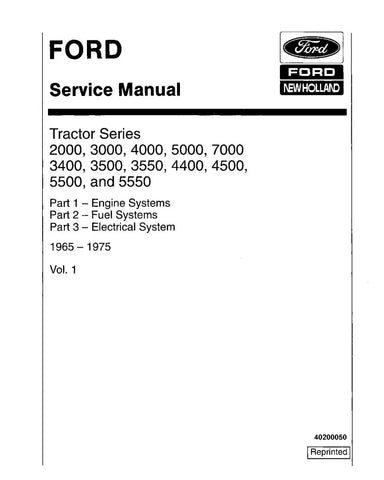 FORD 2000, 3000, 3400, 3500, 3550, 4000, 4400, 4500, 5000, 5500, 5550 AND 7000 TRACTOR SERVICE MANUAL - PDF FILE