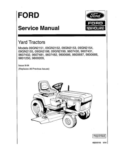 FORD YT12.5, YT14, YT16 H, YT18 H LAWN TRACTOR SERVICE MANUAL - PDF FILE