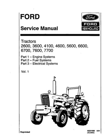 FORD 2600, 3600, 4100, 4600, 5600, 5900, 6600, 6700, 7600 AND 7700 TRACTOR SERVICE MANUAL - PDF FILE