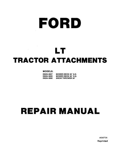 FORD 09GN-3657 MOWER, 09GN-3658 MOWER AND 09GN-3660 SNOW THROWER ATTACHMENT REPAIR MANUAL - PDF FILE