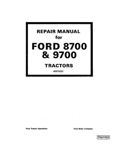 FORD 8700 AND 9700 TRACTOR REPAIR MANUAL - PDF FILE
