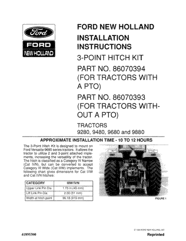 9280, 9480, 9680, 9880 - New Holland Operator's Manual 41895300 Download PDF - Manual labs