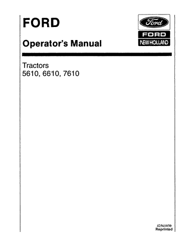 5610, 6610, 7610 Tractors (SE4027s1) and SE 4027 - New Holland Operator's Manual 42561030 Download PDF - Manual labs