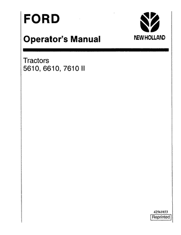 5610, 6610, 7610 Tractor with Cab SE4238 - New Holland Operator's Manual 42561033 Download PDF - Manual labs
