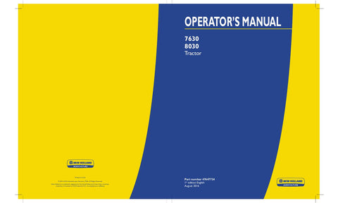 7630, 8030 Tractor - New Holland Operator's Manual 47647724 Download PDF - Manual labs