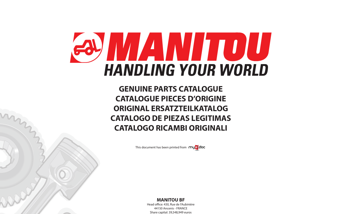 MUSTANG MONITOU HANDLING YOUR WORLD (50940092) PARTS MANUAL - PDF FILE