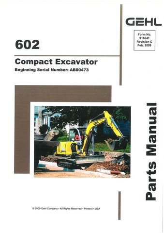 602 - Gehl Compact Excavator Parts Manual - PDF File Download