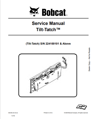 Access the BOBCAT TILT-TATCH SERVICE MANUAL (6904266) in PDF format. Get detailed instructions and maintenance tips for optimal performance and longevity.