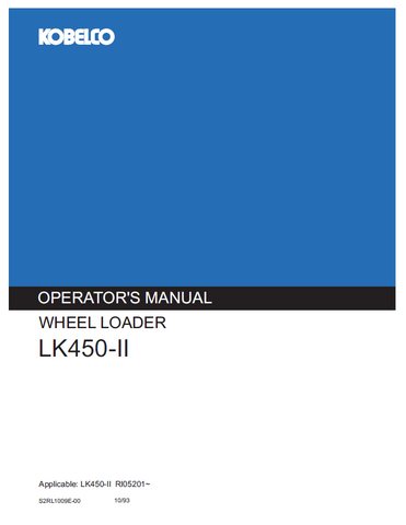 KOBELCO WHEEL LOADER LK450-II OPERATOR MANUAL