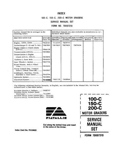 FIAT-ALLIS 100C, 150C AND 200C MOTOR GRADER SERVICE MANUAL - PDF FILE