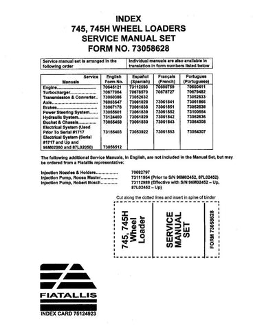 FIAT-ALLIS 745 AND 745H WHEELED LOADER SERVICE MANUAL - PDF FILE