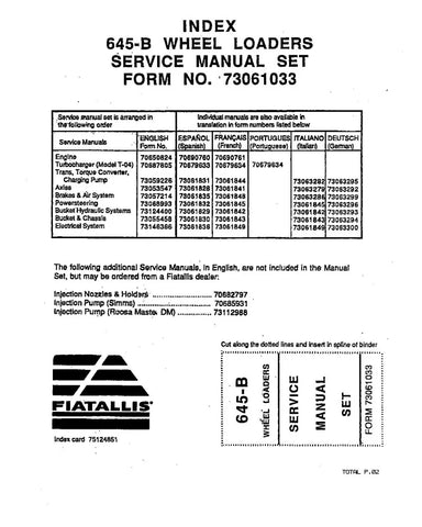 FIAT-ALLIS 645B WHEELED LOADER SERVICE MANUAL - PDF FILE