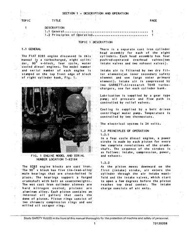 FIAT-ALLIS 8285 DIESEL ENGINE SERVICE MANUAL - PDF FILE